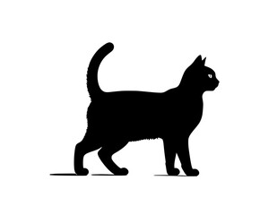Black Cat Silhouette Walking to the Right – Minimalist black cat vector, Home Decor & Graphic Design