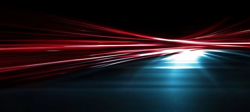 Dynamic Red Energy Beams on Dark Background Creating Motion Trails and Illuminated Streaks