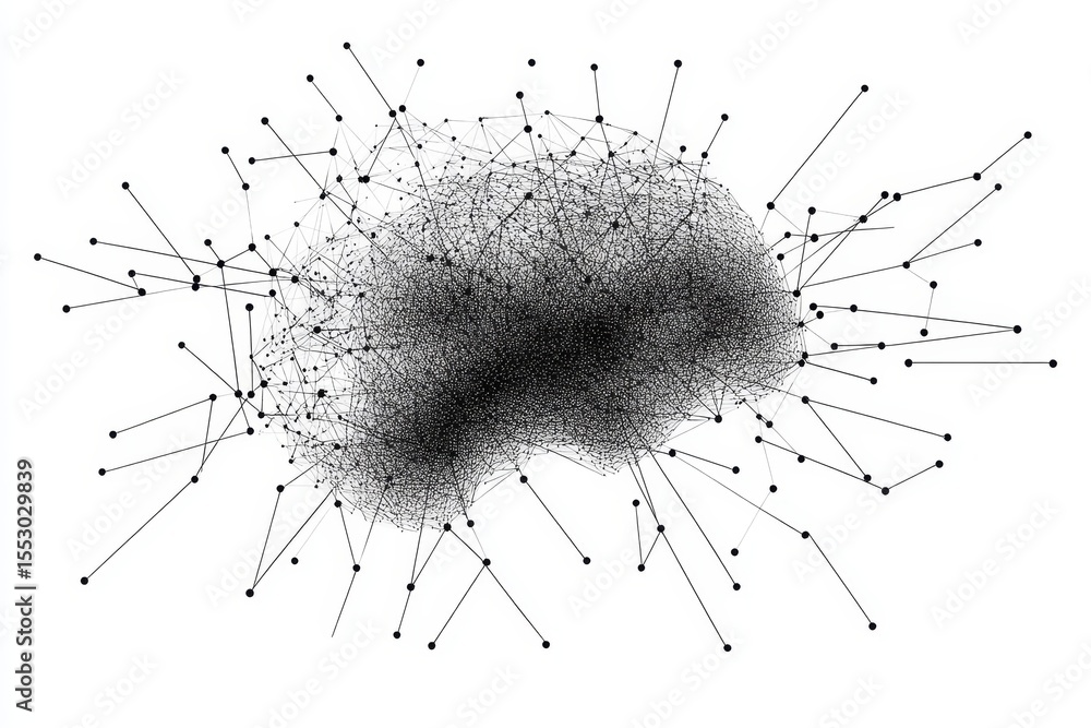 Poster abstract illustration of neural network connectivity and communication in ai system design