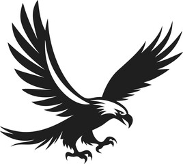 Powerful Flying Eagle Silhouette Vector Illustration Design With Spread Wings
