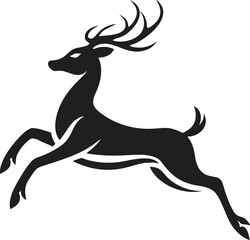 Simple Black Leaping Deer Silhouette Vector Graphic Art Illustration Download
