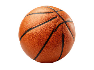 Classic orange basketball on black background sport equipment, Isolated On Transparent Background