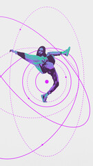 Streamlined thinking. Brutalist visual of dance as educational and creative process. Concept of...