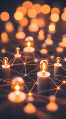 Network of Glowing Light Bulbs Connected Global Ideas
