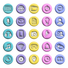 カラフルなぷっくりした丸のアイコンセット