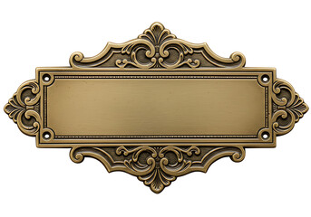 A golden ornamental plate with an elaborate vintage frame presents a classic, decorative blank space perfect for customization on a Transparent backdrop.
