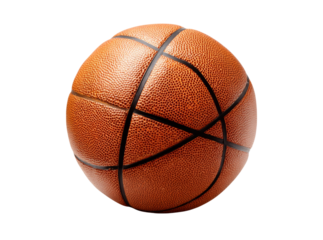 Classic orange basketball on black background sport equipment game ball, Isolated On Transparent Background