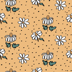 seamless pattern with daisy flowers 
