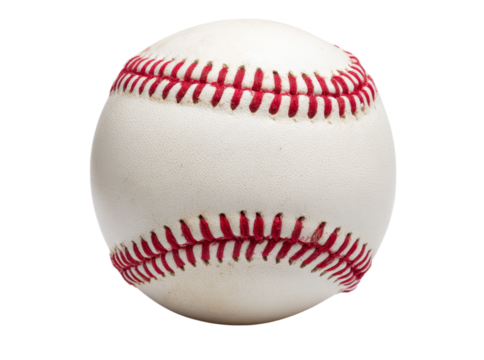 Worn baseball close up isolated on black background, Isolated On Transparent Background