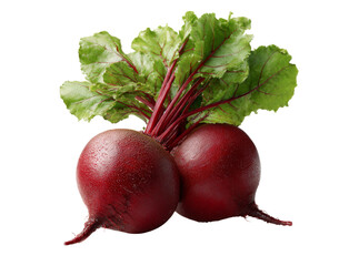 Fresh red beetroots with green leaves isolated on black background, Isolated On Transparent Background