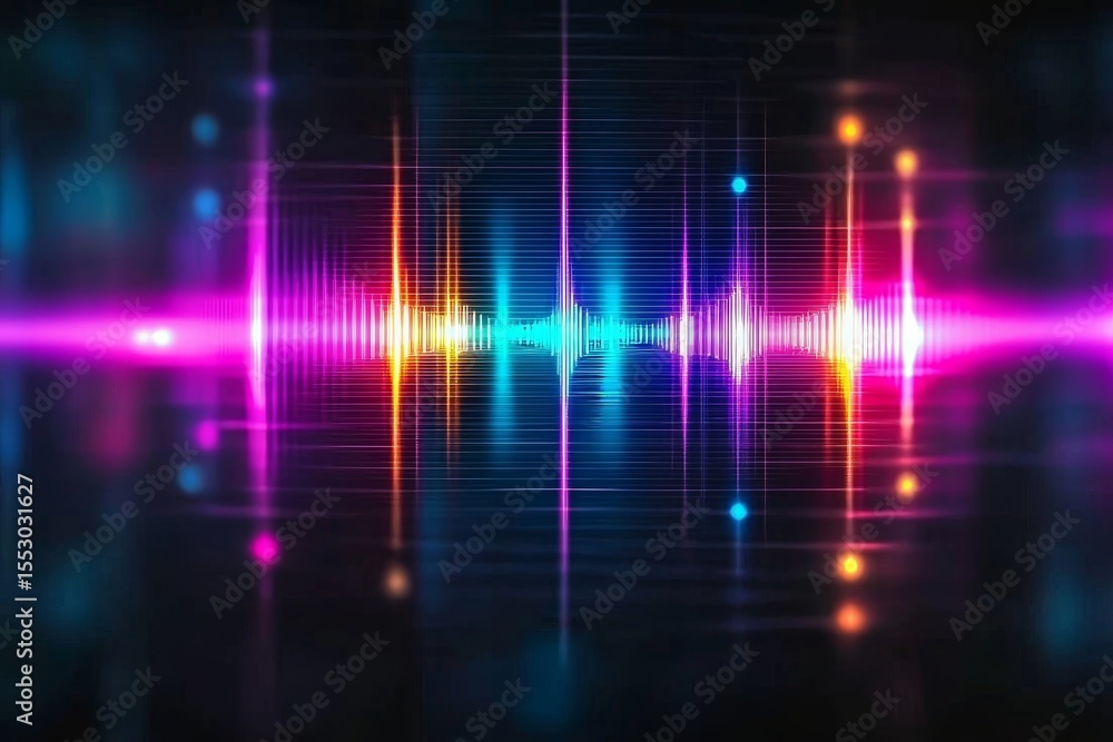 Aufkleber illuminated oscillating frequencies create stunning visuals of high tech audio spectrums on black
