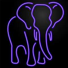 elephant neon sign, modern glowing banner design, colorful modern design trends on black background. Vector illustration.
