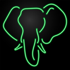 elephant neon sign, modern glowing banner design, colorful modern design trends on black background. Vector illustration.