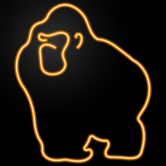 gorilla neon sign, modern glowing banner design, colorful modern design trends on black background. Vector illustration.