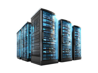 Modern data center server racks network technology, Isolated On Transparent Background