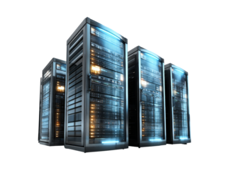 Modern data center server racks network technology, Isolated On Transparent Background