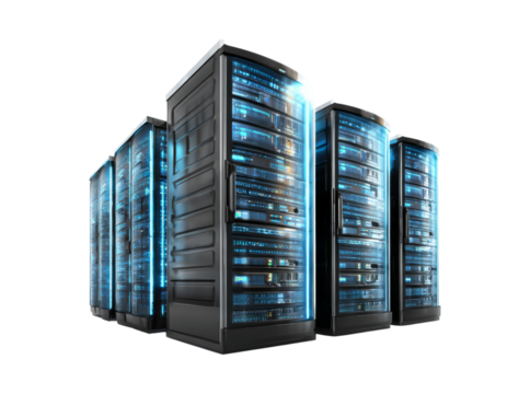 Modern data center server racks network technology, Isolated On Transparent Background - Powered by Adobe