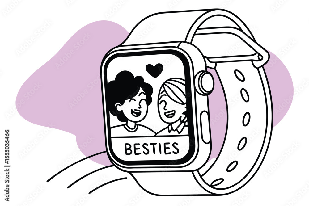 Poster modern flat design of a smartwatch with simple line art elements
