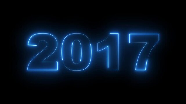 2017 neon line text. Abstract 2017 neon text animation, Glowing neon number text background. video animation . important year, important date 2017. Educational mathematics 2017 animation.