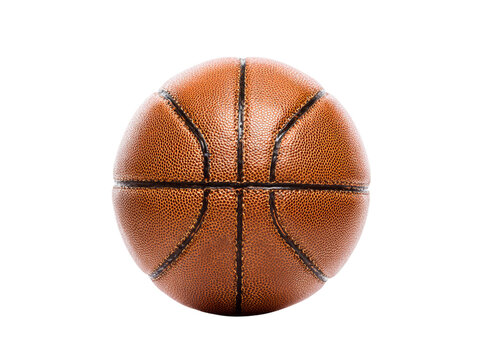 Classic brown leather basketball isolated on black background, Isolated On Transparent Background - Powered by Adobe