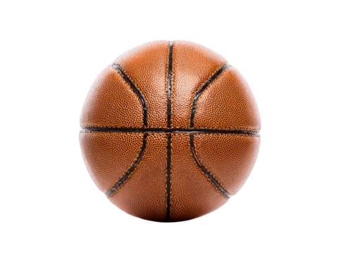 Classic brown leather basketball isolated on black background, Isolated On Transparent Background