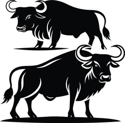 Collection of silhouettes of animals bull