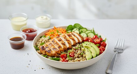 Savor the vibrant flavors of this healthy grilled chicken quinoa bowl, a perfect blend of freshness and satisfying nutrition.