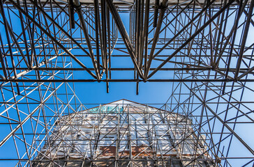 typical scaffolding at a construction site