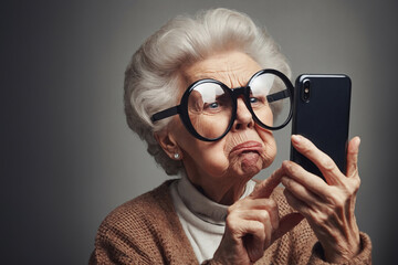 elder woman using a smartphone