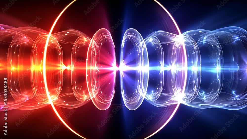 Aufkleber abstract glowing energy pattern with red/blue gradient and spherical elements