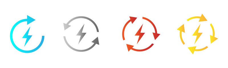 High-voltage electric power icon set. Power icon. Vector graphics