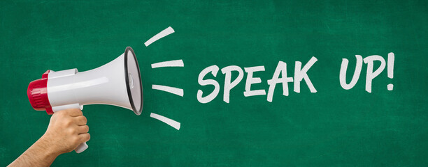 A man holding a megaphone - Speak up