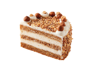 Hazelnut birthday cake isolated on transparent background png
