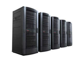 Modern data center server racks network technology, Isolated On Transparent Background