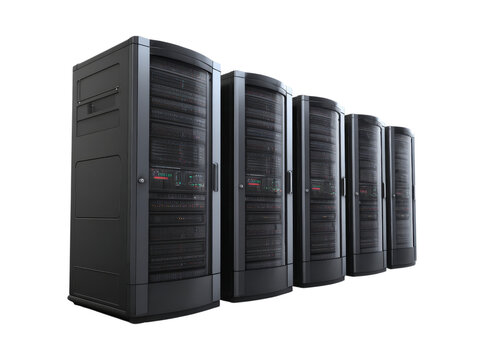 Modern data center server racks network technology, Isolated On Transparent Background