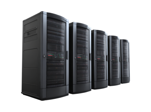 Modern data center server racks network technology, Isolated On Transparent Background - Powered by Adobe