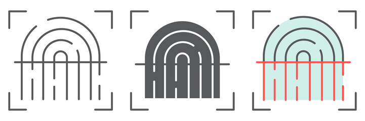 Fototapeta premium Fingerprint scan icon collection, security and biometric, finger print sign vector set graphics, editable stroke linear icon, eps 10
