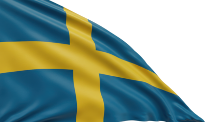 Detailed image of the waving swedish flag.