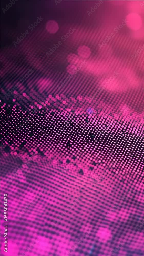 Poster a pink background with a lot of dots. the dots are in different sizes and colors. the background is 