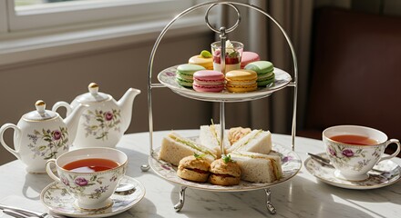 Indulge in a Luxurious Afternoon Tea with Delicate Treats and Fine China