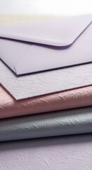 Pastel Textured Paper Stack and Envelope, Elegant Stationery Mockup Elements