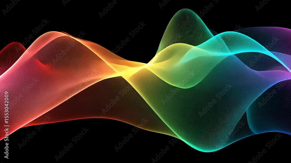 Poster colorful undulating waves in a smooth gradient on a black backdrop