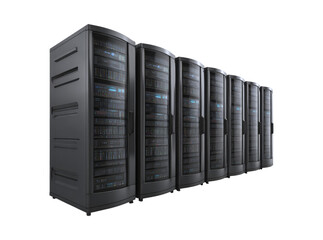 Modern data center server racks network technology, Isolated On Transparent Background