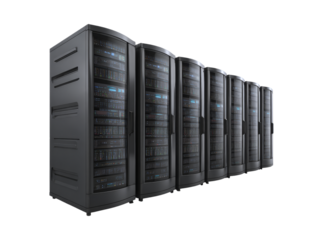 Modern data center server racks network technology, Isolated On Transparent Background