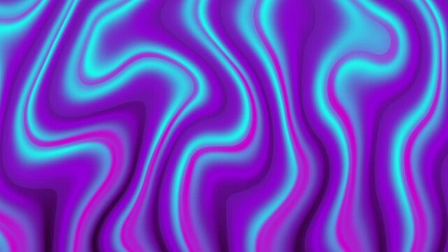 A vibrant psychedelic abstract background featuring smooth, flowing waves in neon blue, electric purple, and magenta tones. The fluid design creates a mesmerizing, liquid-like motion that evokes a ret