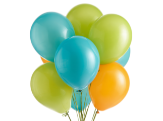 Colorful balloons bunch celebration party festive decor, Isolated On Transparent Background