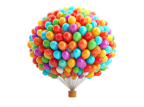 Colorful balloon hot air balloon celebration party festive, Isolated On Transparent Background
