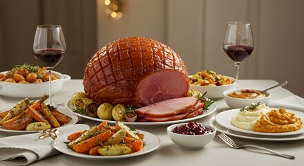 Indulge in a Festive Feast: Glazed Ham and Gourmet Sides Await