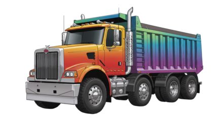 Colorful rainbow semi-truck.