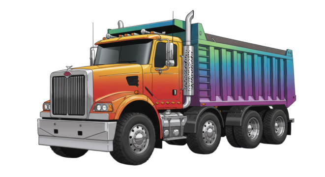 Colorful rainbow semi-truck.